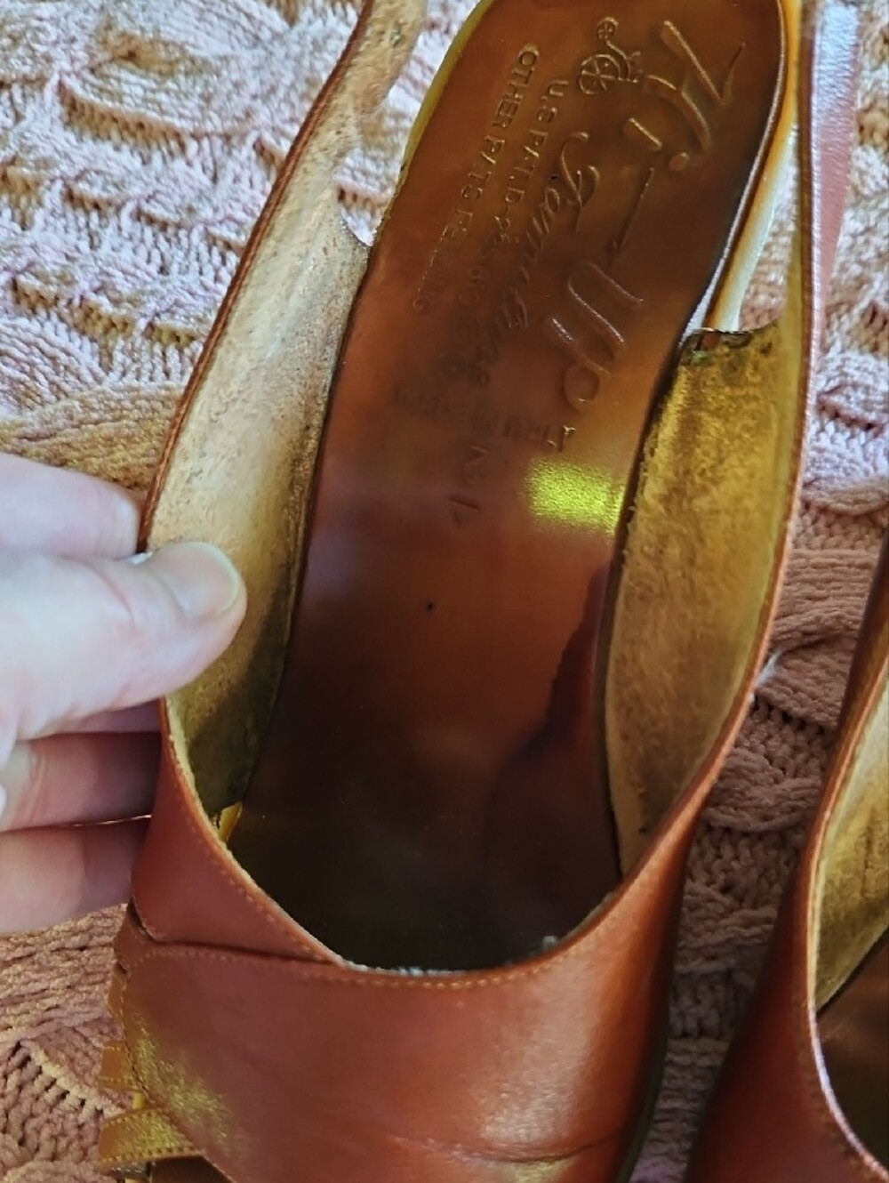 Famolare 70's Vintage Hi Up Women's Brown Leather Slingback Sandals 2/ 7.5 To 8 - Picture 17 of 17